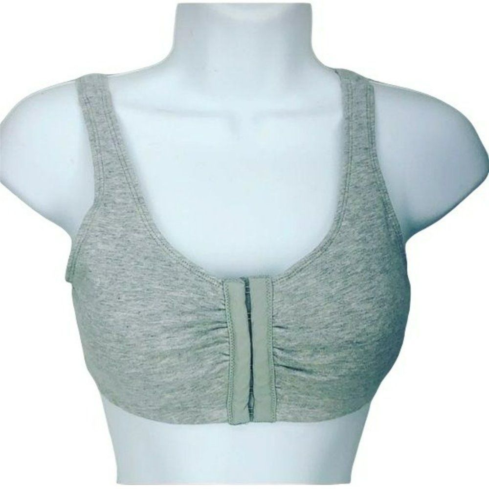 Fruit of the Loom‎ Front Closure Gray Sports Bra With Hook & Eye Design